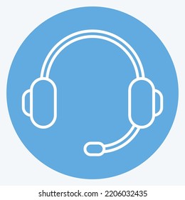 Icon Headphone. suitable for Computer Components symbol. blue eyes style. simple design editable. design template vector. simple illustration