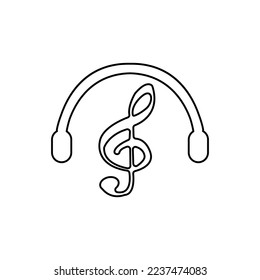 icon of headphones, music, vector illustration