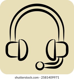 Icon Headphones. related to Hobbies symbol. hand drawn style. design editable