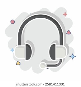 Icon Headphones. related to Hobbies symbol. comic style. design editable