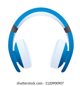 Icon of headphones without wire on white isolated background