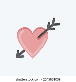 Icon Heart with Arrow. related to Valentine's Day symbol. flat style. simple design editable. simple illustration