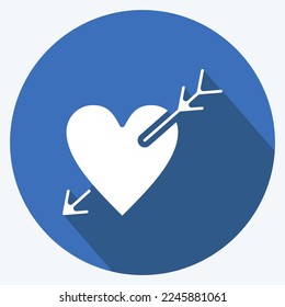 Icon Heart with Arrow. related to Valentine's Day symbol. long shadow style. simple design editable. simple illustration