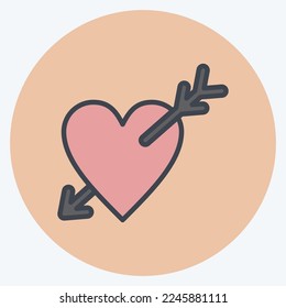 Icon Heart with Arrow. related to Valentine's Day symbol. color mate style. simple design editable. simple illustration