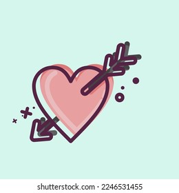 Icon Heart with Arrow. related to Valentine's Day symbol. MBE style. simple design editable. simple illustration
