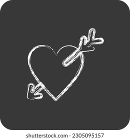 Icon Heart with Arrow. related to Valentine's Day symbol. chalk Style. simple design editable