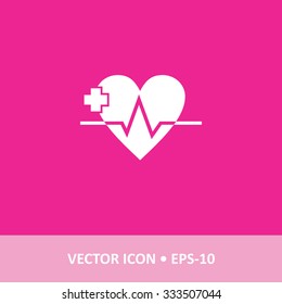 Icon of Heart Beat on Magenta Color Background. Eps-10.