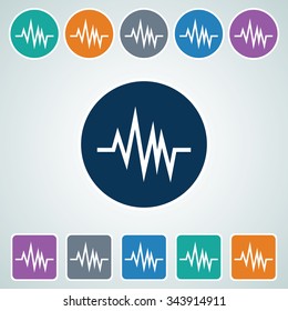 Icon of Heart Beat/Pulse in Multi Color Circle & Square Shape. Eps-10.