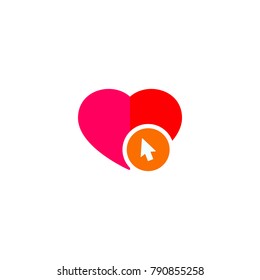 Icon of a heart being pierced by a computer cursor