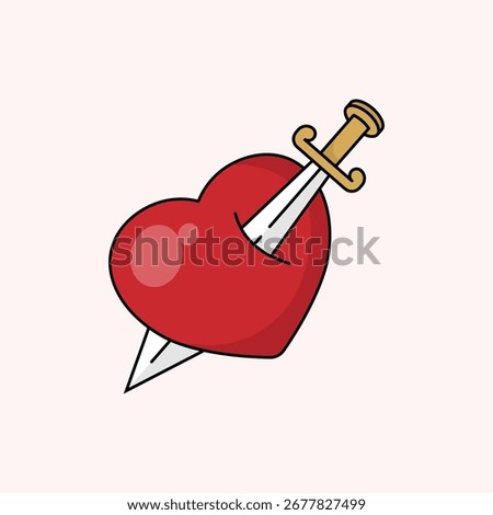 icon of a heart being pierced by a sword, symbolizes a heart that is damaged or broken