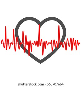 Icon Heart with cardiogram.