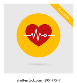 Icon of heart and electrocardiogram