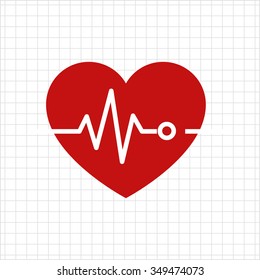 Icon of heart and electrocardiogram