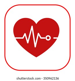 Icon of heart and electrocardiogram