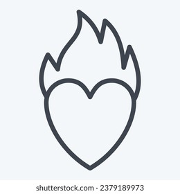 Icon Heart Fire. related to Valentine Day symbol. line style. simple design editable. simple illustration