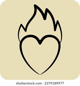 Icon Heart Fire. related to Valentine Day symbol. hand drawn style. simple design editable. simple illustration