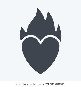 Icon Heart Fire. related to Valentine Day symbol. glyph style. simple design editable. simple illustration
