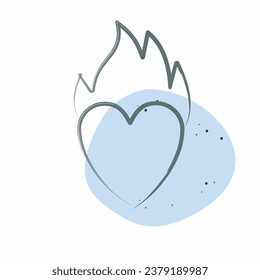 Icon Heart Fire. related to Valentine Day symbol. Color Spot Style. simple design editable. simple illustration
