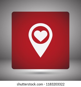 icon with heart in gps navigation style