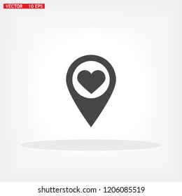 icon with heart in gps navigation style