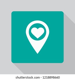 icon with heart in gps navigation style