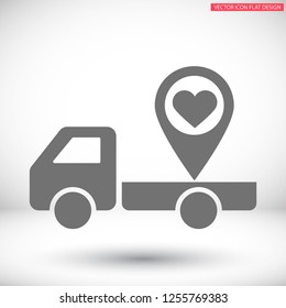 icon with heart in gps navigation style