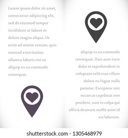 icon with heart in gps navigation style