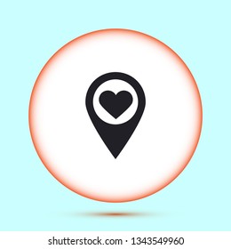 icon with heart in gps navigation style