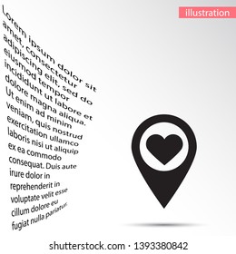 icon with heart in gps navigation style . Lorem Ipsum Illustration design