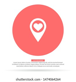 icon with heart in gps navigation style . Lorem Ipsum Illustration design