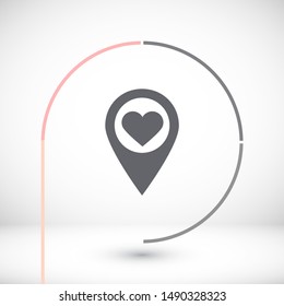 icon with heart in gps navigation style . Lorem Ipsum Illustration design