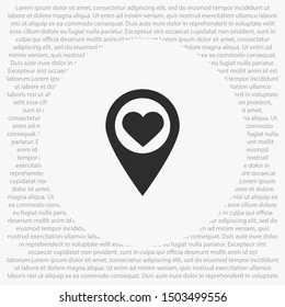 icon with heart in gps navigation style . Lorem Ipsum Illustration design