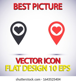 icon with heart in gps navigation style . Lorem Ipsum Illustration design