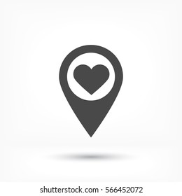 icon with heart in gps navigation style