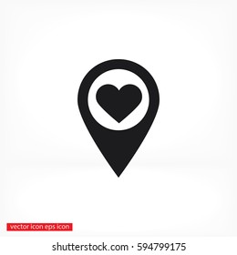 icon with heart in gps navigation style