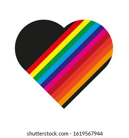 Icon of a heart of a gray-skinned color with colored stripes