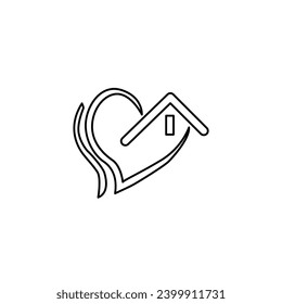 icon of heart, home, love on a white background, vector illustration