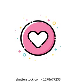 Icon of heart as love symbol. Flat filled outline style. Pixel perfect 72x72. Editable stroke