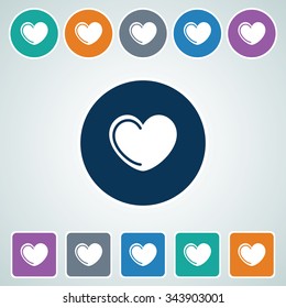 Icon of Heart in Multi Color Circle & Square Shape. Eps-10.