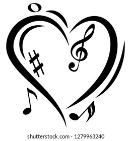 Icon Heart Music Notes for creative use in graphic design