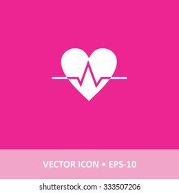 Icon of Heart on Magenta Color Background. Eps-10.