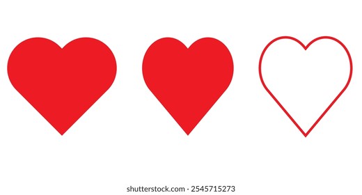 Corazón del icono en un fondo blanco. Ilustración vectorial del amor.