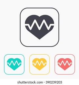icon of heart pulse color set