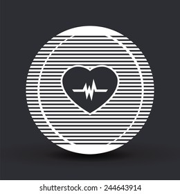 Icon heart with pulse. Flat design style. Made vector illustration