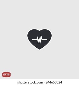 Icon heart with pulse. Flat design style. Made vector illustration - Shutterstock ID 244658524
