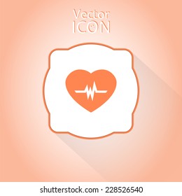 Icon heart with pulse. Flat style. Made in vector
