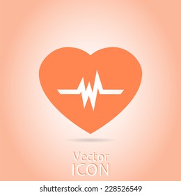 Icon heart with pulse. Flat style. Made in vector