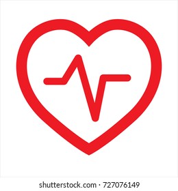 Icon heart with red border and line puls