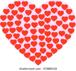 icon heart, red heart, isolated on pink background, vector