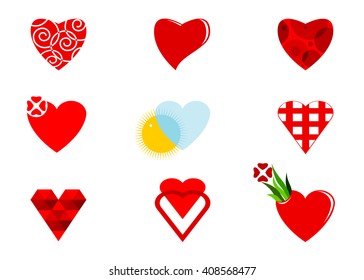 icon heart. Set of icons heart, various forms and patterns